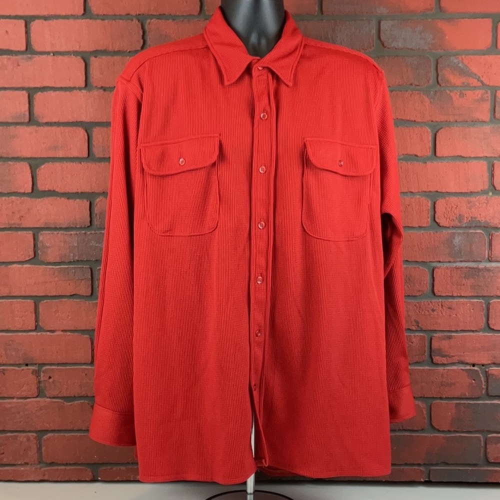 Haband Men's XL Red Textured Button-Down Shirt –‎ Heavy-Duty, Casual